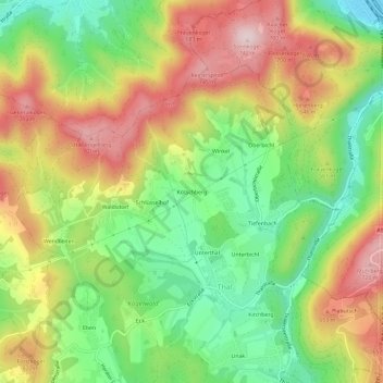 Topografische Karte Kötschberg, Höhe, Relief