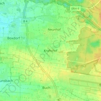 Topografische Karte Kraftshof, Höhe, Relief