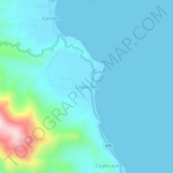 Topografische Karte Cabolutan, Höhe, Relief