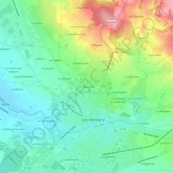 Topografische Karte La Tibourgère, Höhe, Relief