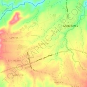 Topografische Karte Kabulusan, Höhe, Relief