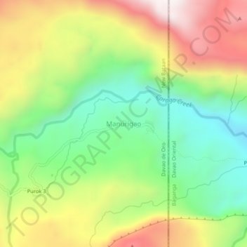 Topografische Karte Manurigao, Höhe, Relief