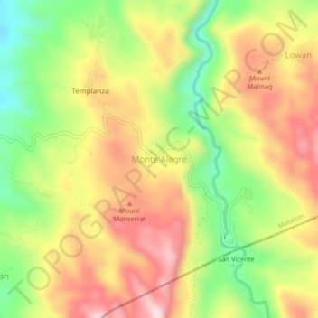 Topografische Karte Monte Alegre, Höhe, Relief