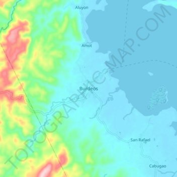 Topografische Karte Burdeos, Höhe, Relief