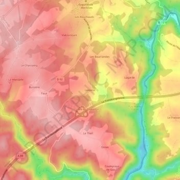 Topografische Karte Lespinat, Höhe, Relief