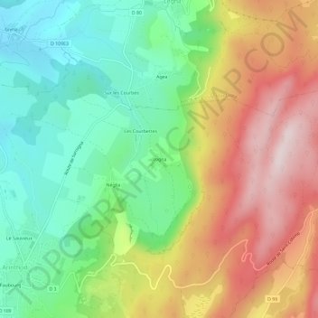 Topografische Karte Vogna, Höhe, Relief