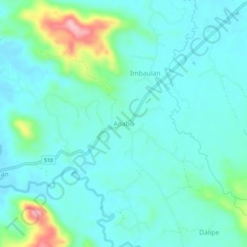 Topografische Karte Anabo, Höhe, Relief