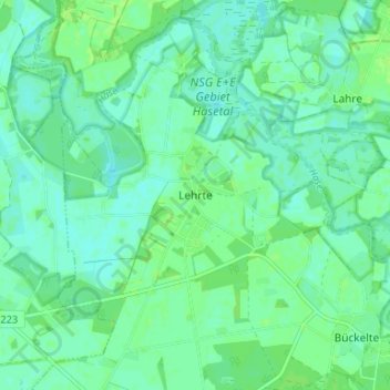 Topografische Karte Lehrte, Höhe, Relief