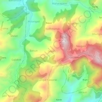 Topografische Karte Nayal, Höhe, Relief