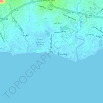 Topografische Karte Pooc, Höhe, Relief