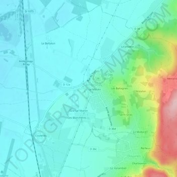 Topografische Karte Le Plat, Höhe, Relief