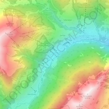 Topografische Karte Lanersbach, Höhe, Relief