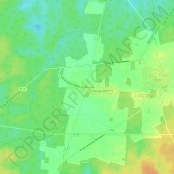 Topografische Karte Les Montils, Höhe, Relief