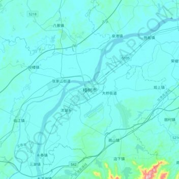 Topografische Karte 樟树市, Höhe, Relief