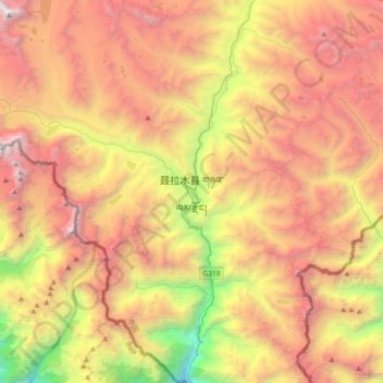 Topografische Karte Nyalam, Höhe, Relief