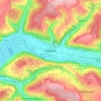 Topografische Karte Klepsau, Höhe, Relief