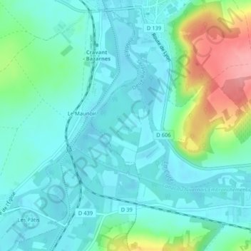 Topografische Karte Les Grosses Terres, Höhe, Relief