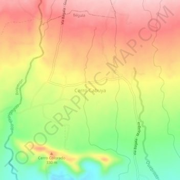 Topografische Karte Cerro Cabuya, Höhe, Relief