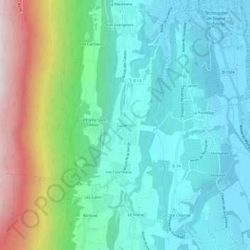 Topografische Karte La Serraz, Höhe, Relief