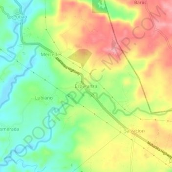 Topografische Karte Esperanza, Höhe, Relief