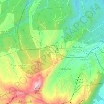 Topografische Karte Dapdap East, Höhe, Relief