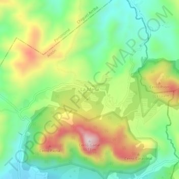 Topografische Karte La Mesa, Höhe, Relief