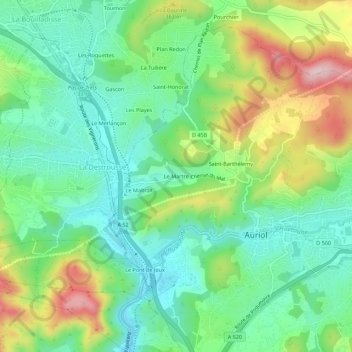 Topografische Karte Le Martre, Höhe, Relief