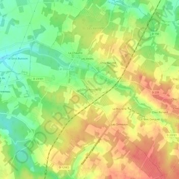 Topografische Karte Chez Pesson, Höhe, Relief