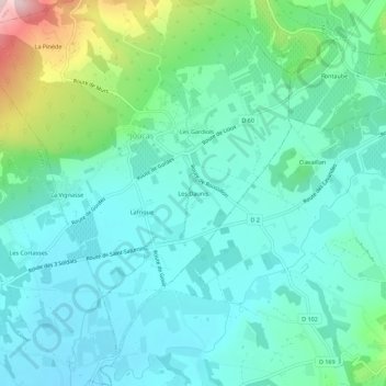 Topografische Karte Les Daunis, Höhe, Relief