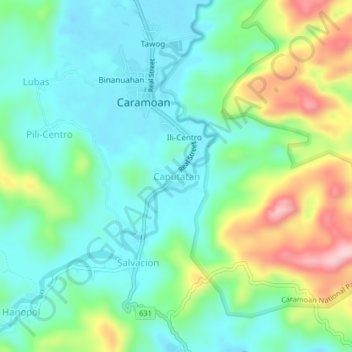 Topografische Karte Caputatan, Höhe, Relief