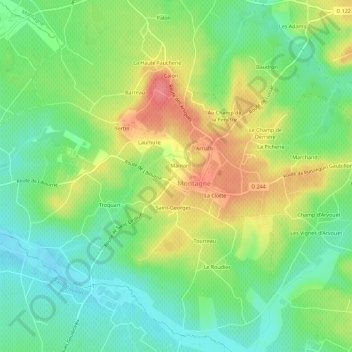 Topografische Karte Le Champ d'Ambrois, Höhe, Relief