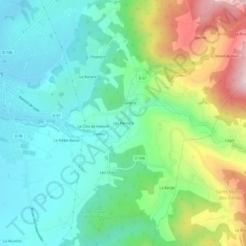 Topografische Karte Les Perriers, Höhe, Relief