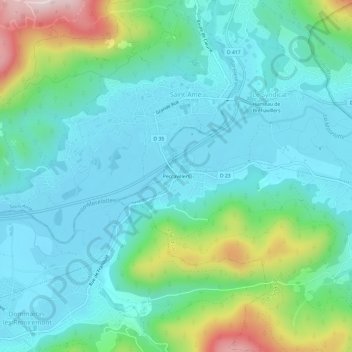 Topografische Karte Peccavillers, Höhe, Relief