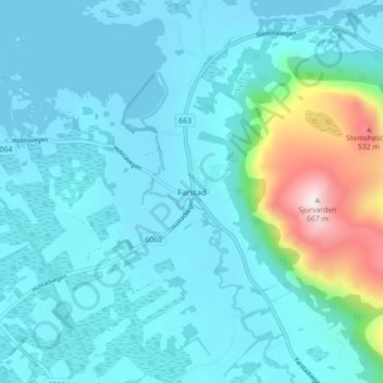 Topografische Karte Farstad, Höhe, Relief