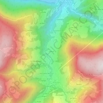 Topografische Karte Le Praz, Höhe, Relief