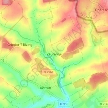 Topografische Karte Zeringen, Höhe, Relief