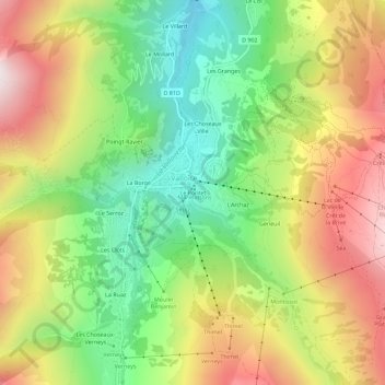 Topografische Karte Le Pontet, Höhe, Relief