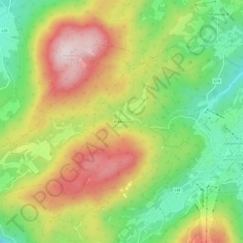 Topografische Karte Wildmoos, Höhe, Relief