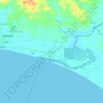 Topografische Karte Ogod, Höhe, Relief