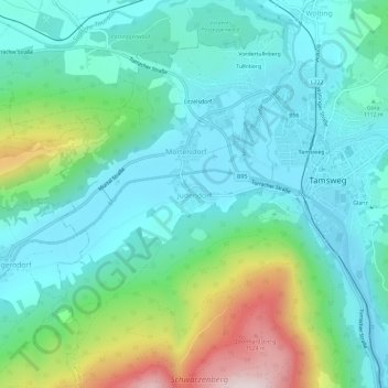 Topografische Karte Judendorf, Höhe, Relief