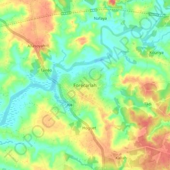Topografische Karte Forécariah, Höhe, Relief