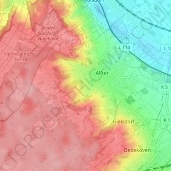 Topografische Karte Olsdorf, Höhe, Relief