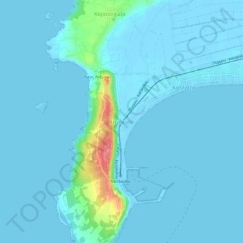 Topografische Karte Katakolon, Höhe, Relief