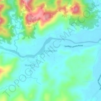 Topografische Karte Pandanon, Höhe, Relief