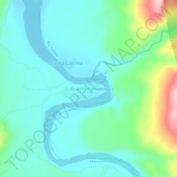 Topografische Karte Puerto Porvenir, Höhe, Relief