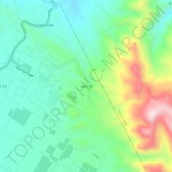 Topografische Karte Upong, Höhe, Relief