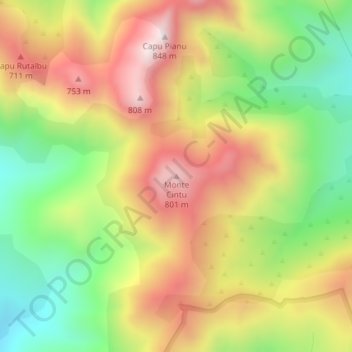 Topografische Karte Monte Cintu, Höhe, Relief