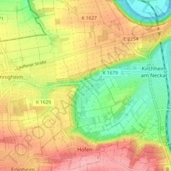 Topografische Karte Hohenstein, Höhe, Relief