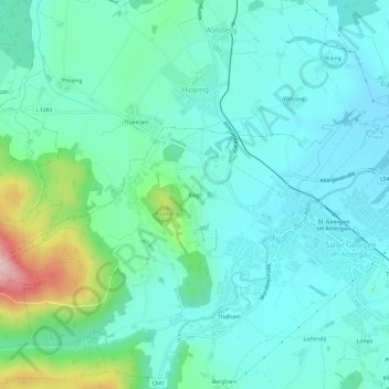 Topografische Karte Kogl, Höhe, Relief
