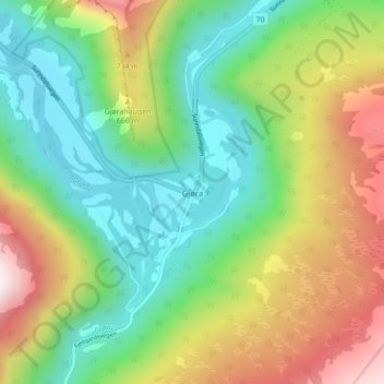 Topografische Karte Gjøra, Höhe, Relief